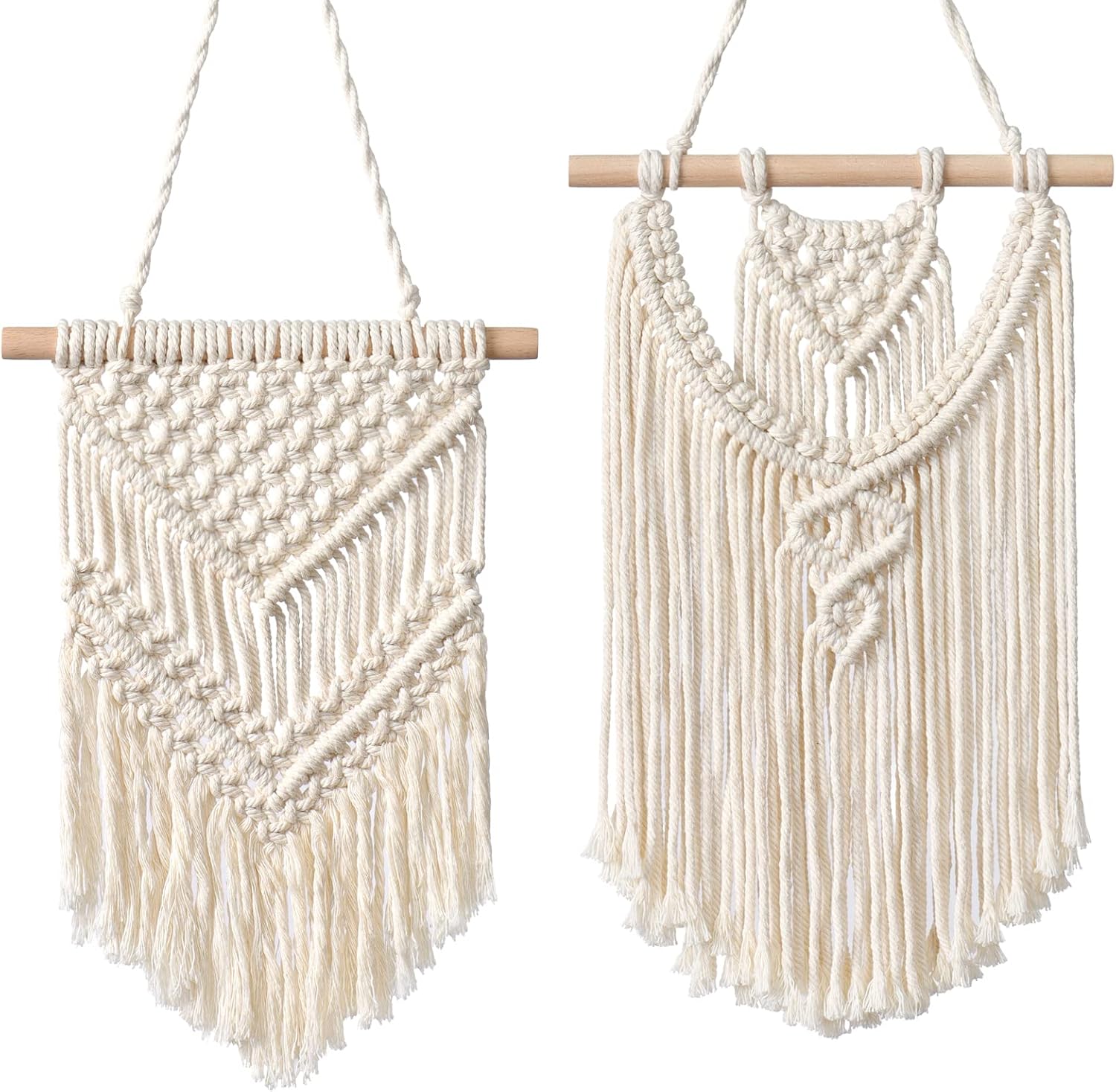 LOMOHOO 2 Pieces Macrame Wall Hanging Small Woven Tapestries Wall Art Decoration Beautiful for Boho Home Decoration Home Nursery Party Decorations