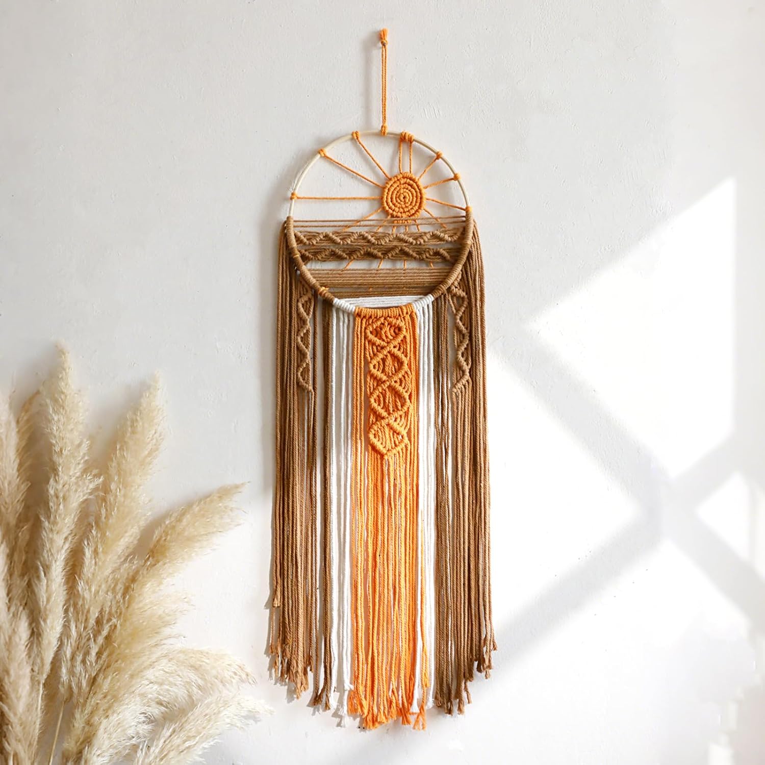 Artilady Mcrame Wall Hanging Tapestry Sun Art Decor, Boho Big Dream Catcher