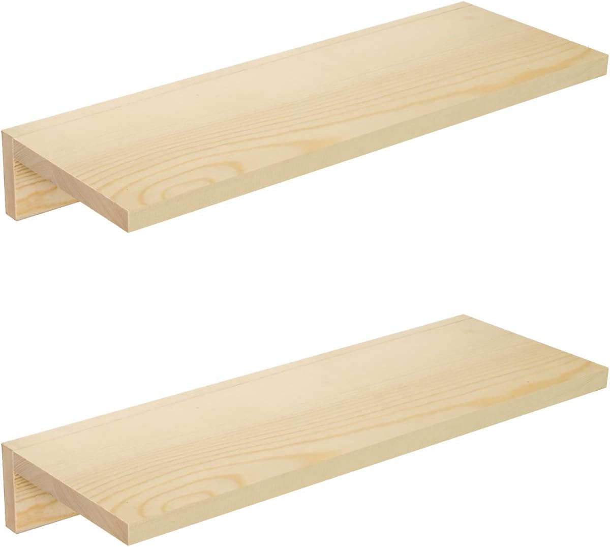 Wall Shelves Set of 2, Solid Wood Storage Shelf Hanging Display Stand for Bedroom, Living Room, Kitchen, Bathroom 40 x 15 cm